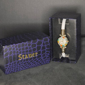 Stauer Murano Glass Millefiori Bangle Watch with white band